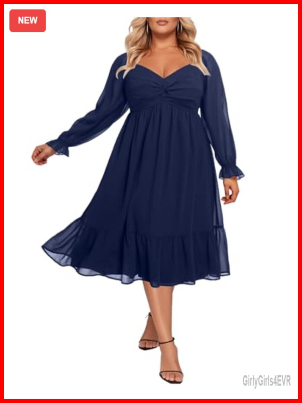Chiffon Sweetheart A Line Midi Wedding Guest Dress Plus Size